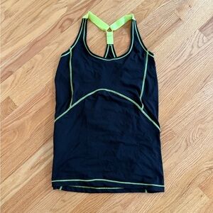 neon lime green black workout tank top electric yoga